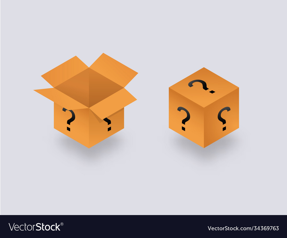 Mysterious secret box open and closed isometry vector image Mysterious secret box open and closed isometry