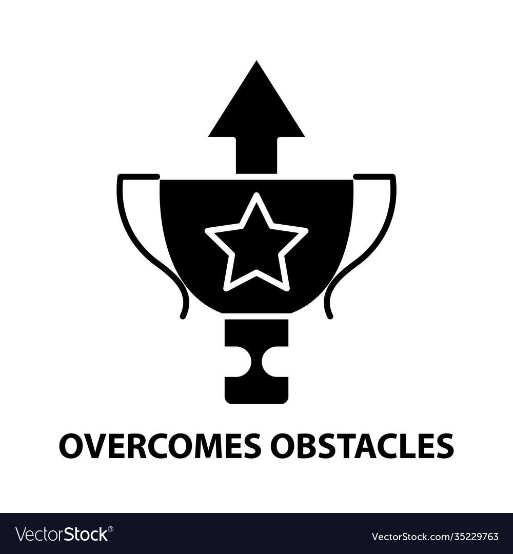 Overcomes obstacles icon black sign