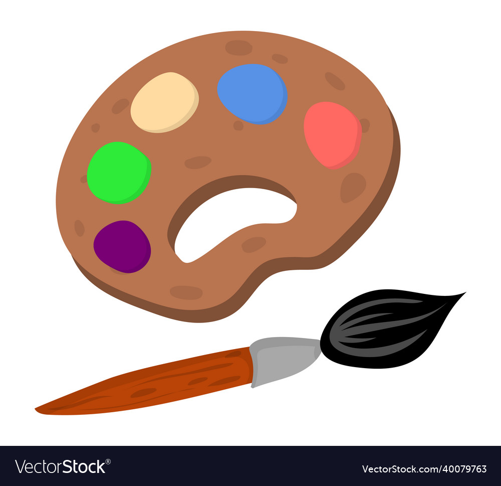 Malpinsel mit Palette Cartoon Kunstwerkzeuge Icon