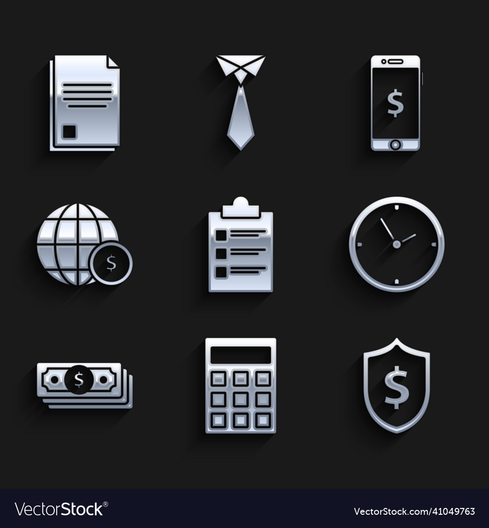 Set clipboard with checklist calculator shield