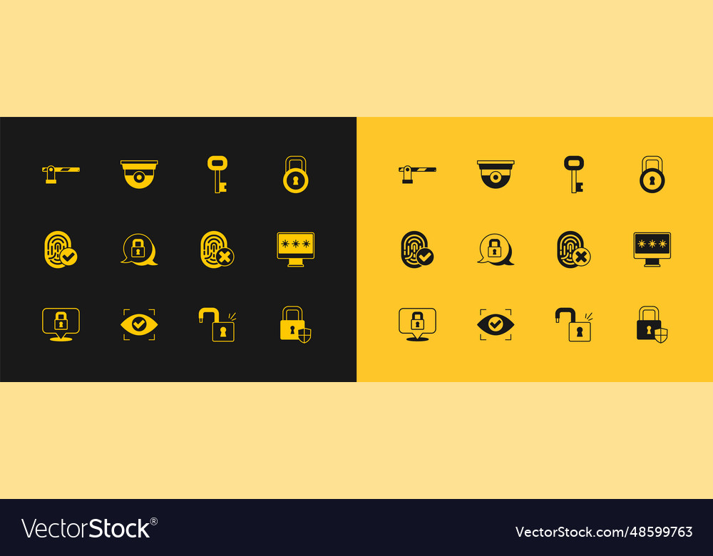 Set lock eye scan cancelled fingerprint open vector image Set lock eye scan cancelled fingerprint open
