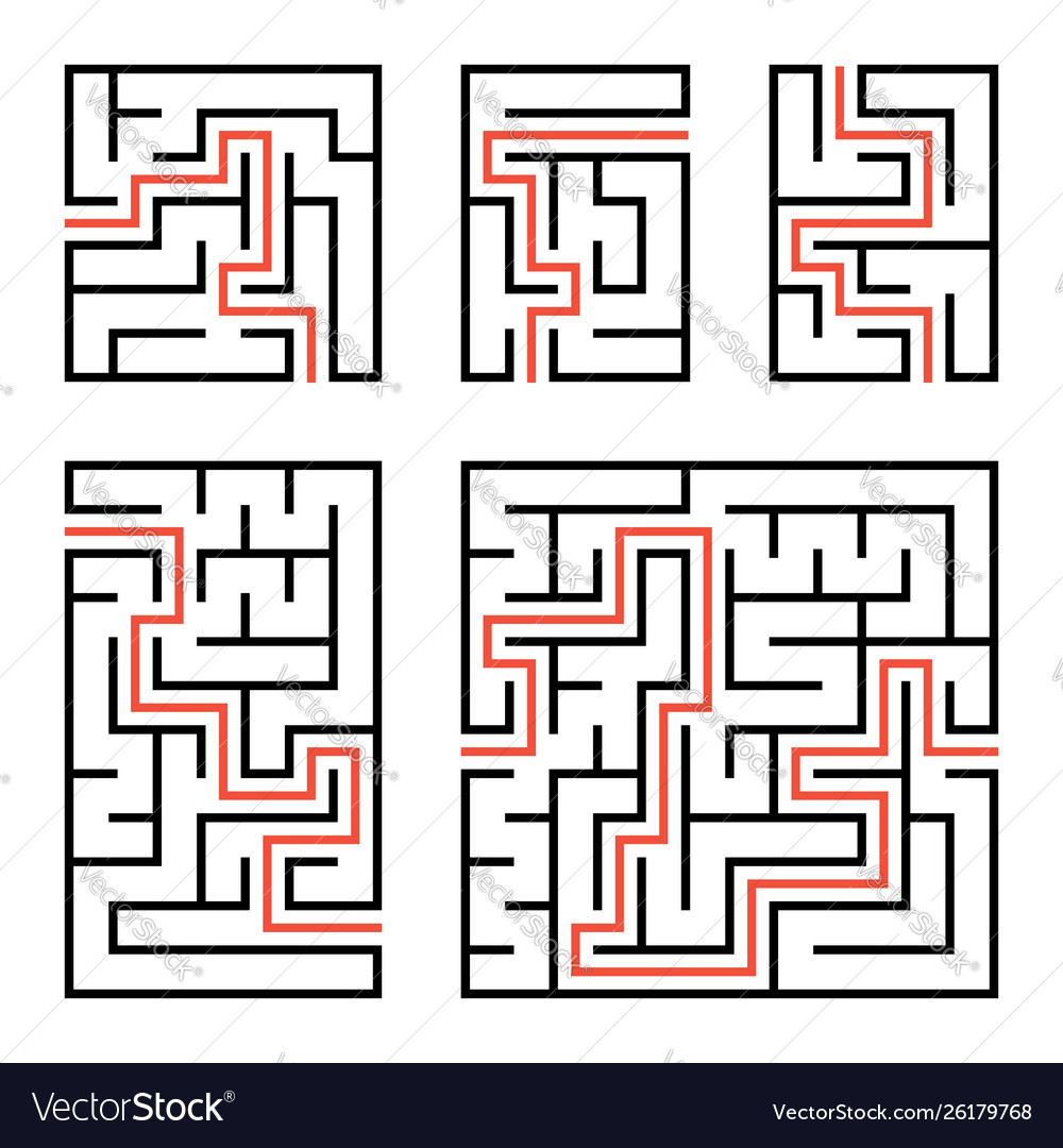 A set square and rectangular labyrinths vector image A set square and rectangular labyrinths
