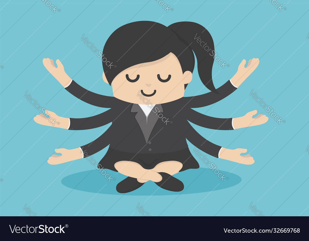 Businesswoman practicing meditation girl sits vector image Businesswoman practicing meditation girl sits