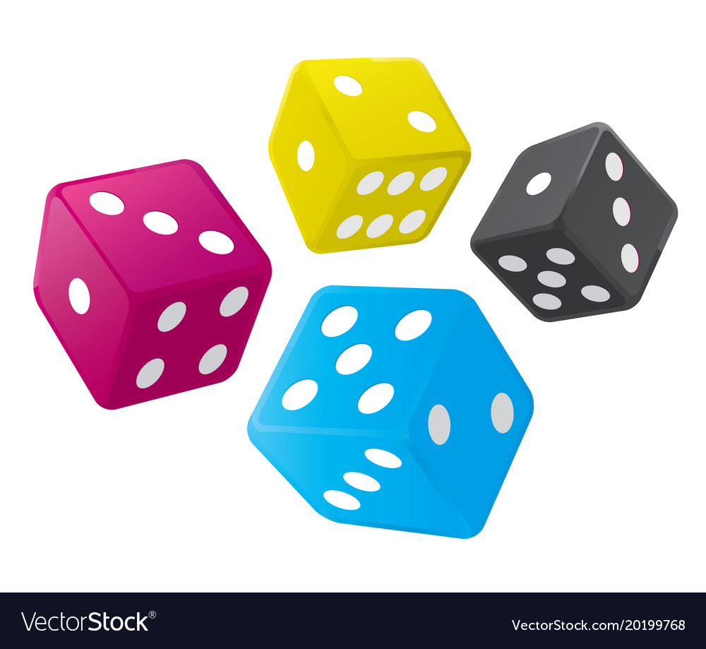 Colorful Dice with CMYK Colors