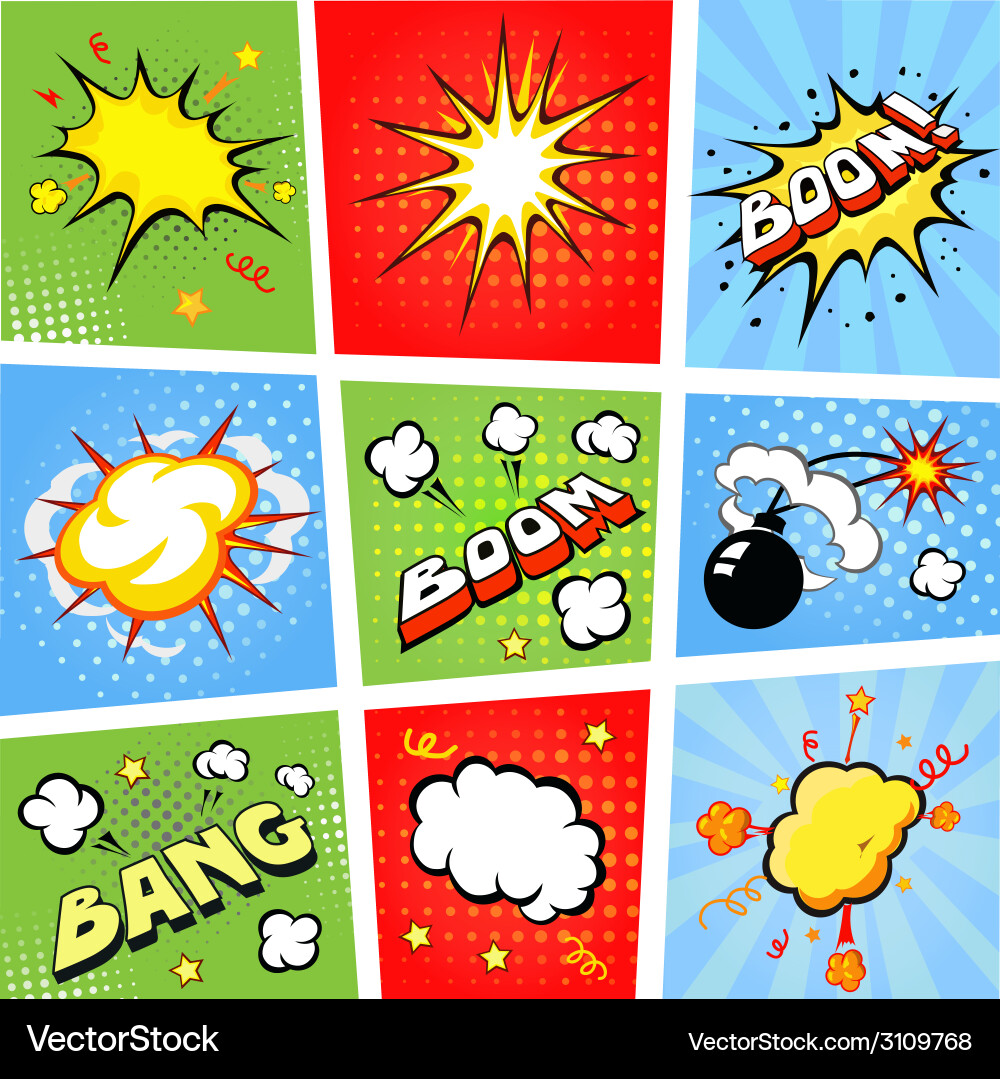 Comic speech bubbles and strip background Vector Image