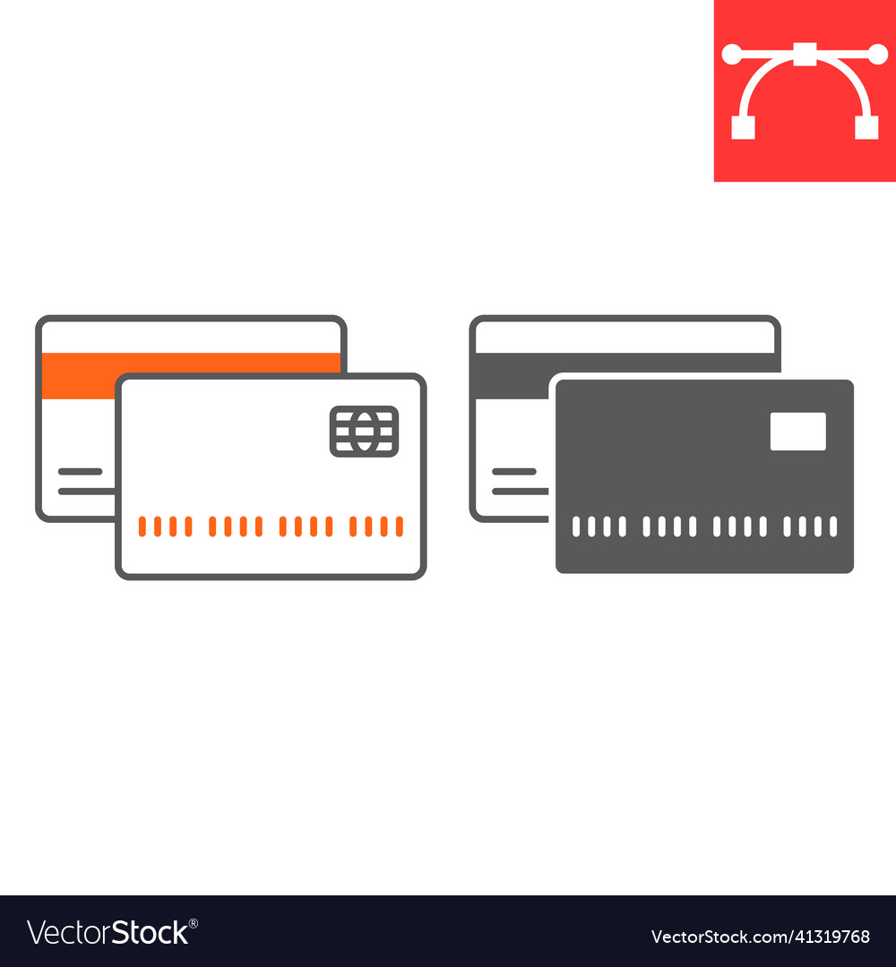 Credit card line and glyph icon