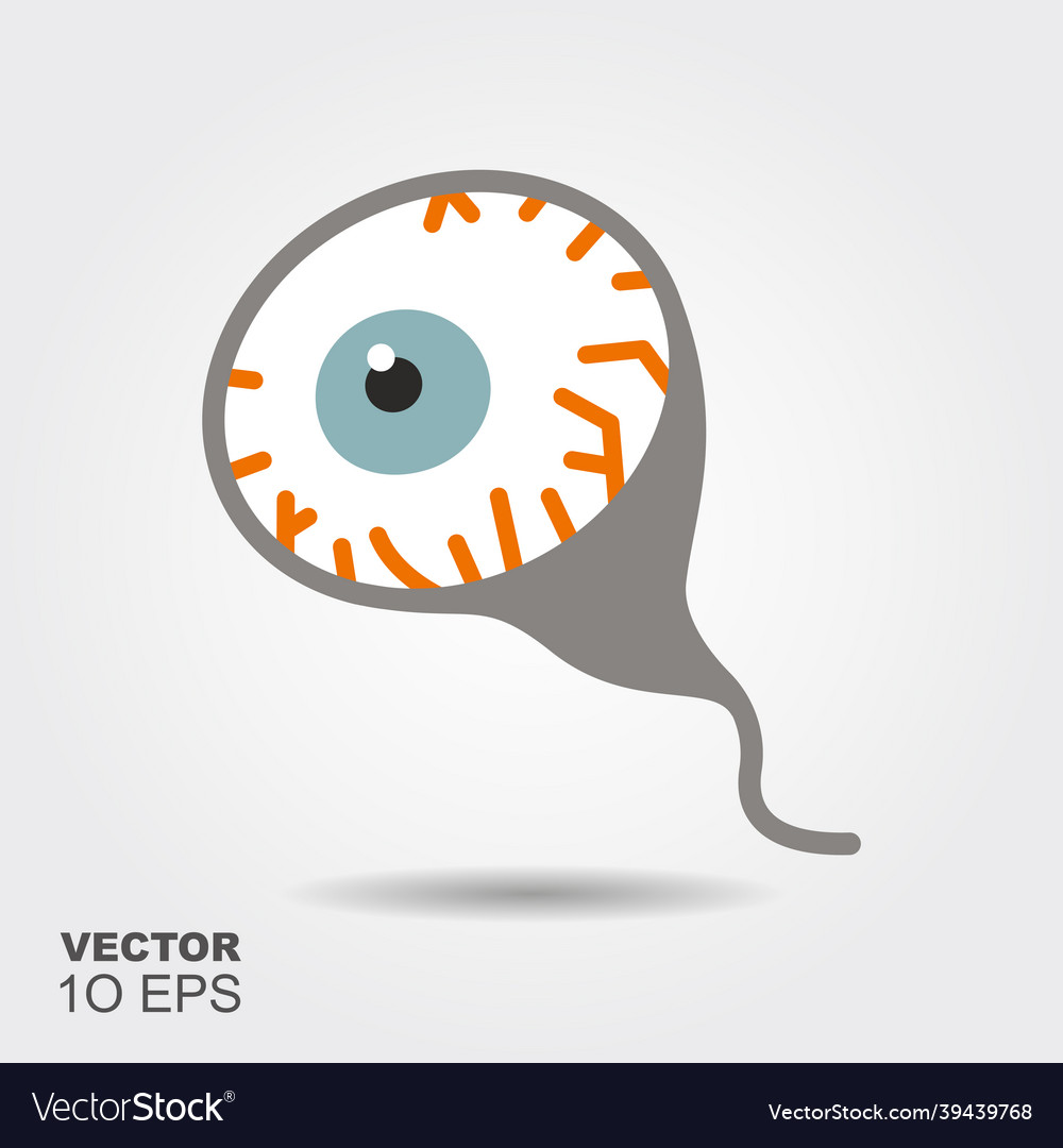 Eyeball flat silhouette icon with shadow