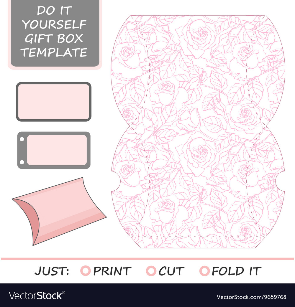 favor gift box die cut box template with rose vector image
