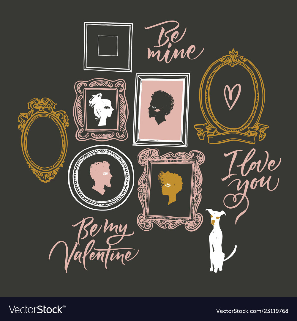 For valentines day lovers portraits vector image For valentines day lovers portraits