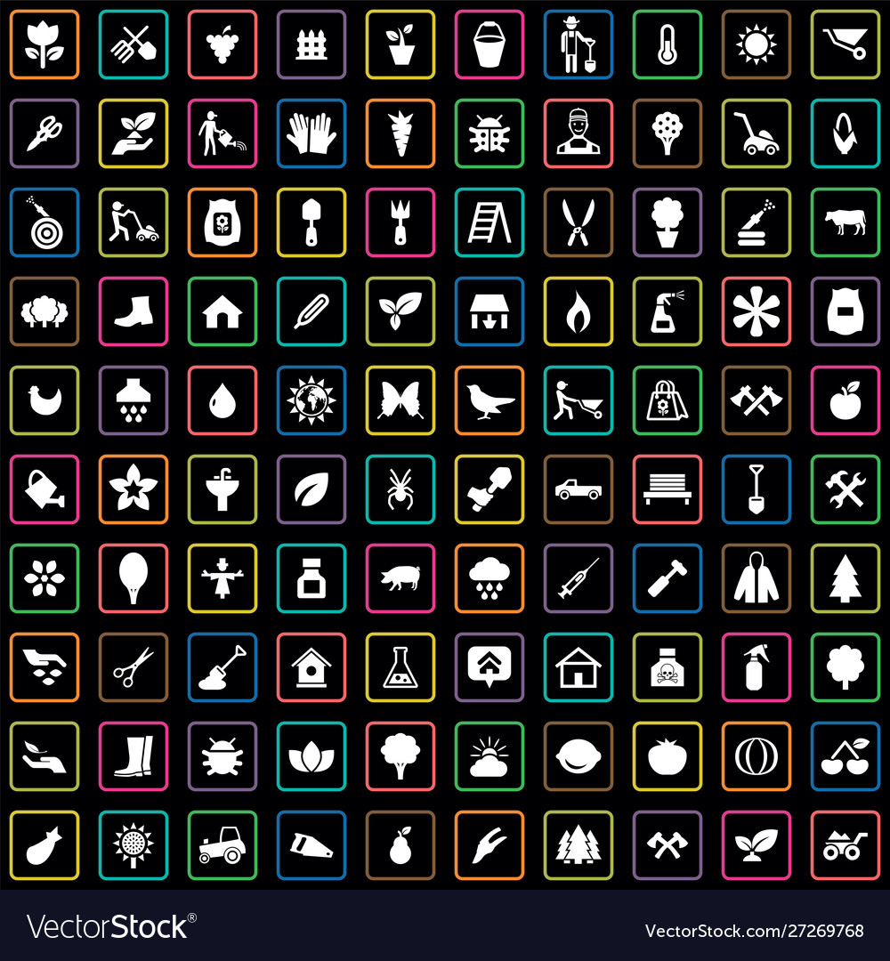 Gardening 100 icons universal set for web and ui