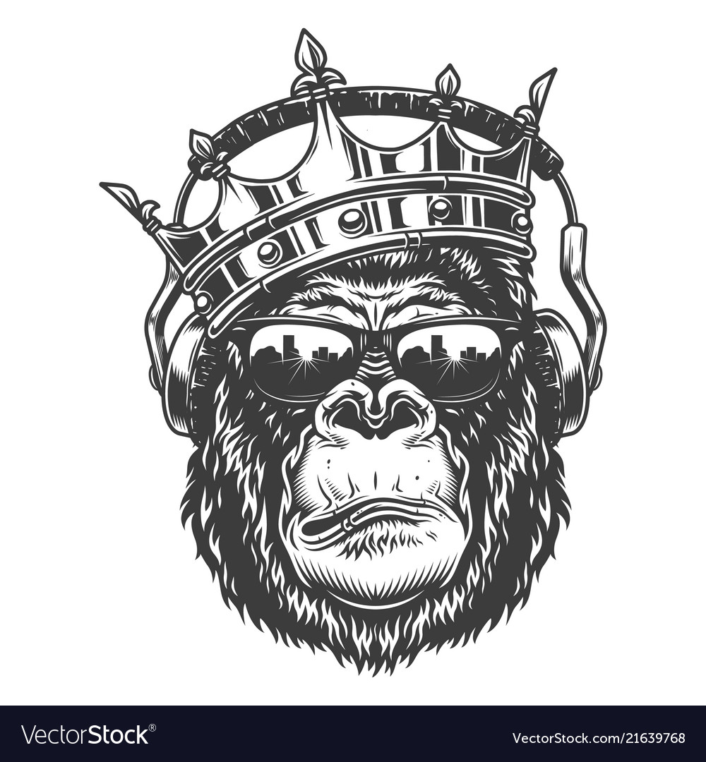 Gorilla head in monochrome style Royalty Free Vector Image