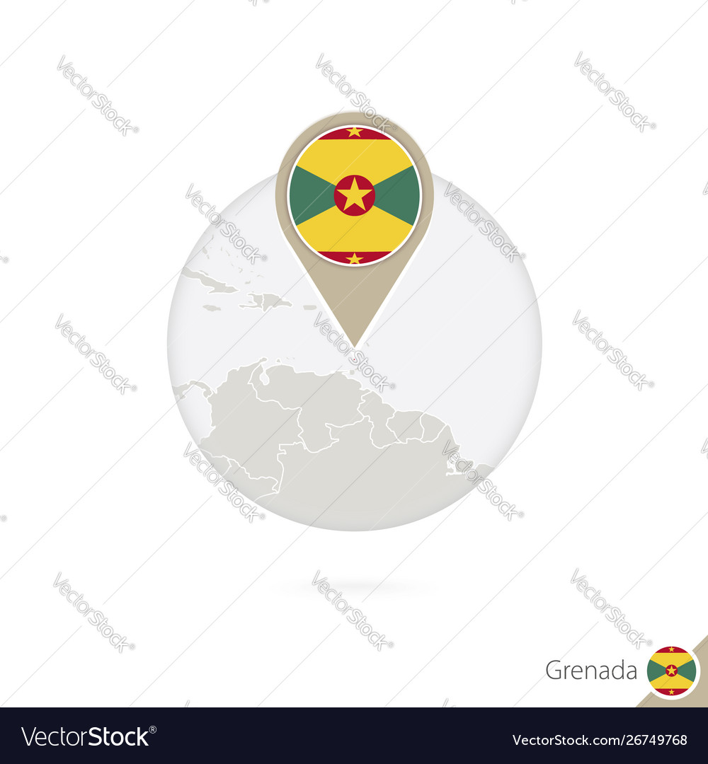 Grenada map and flag in circle