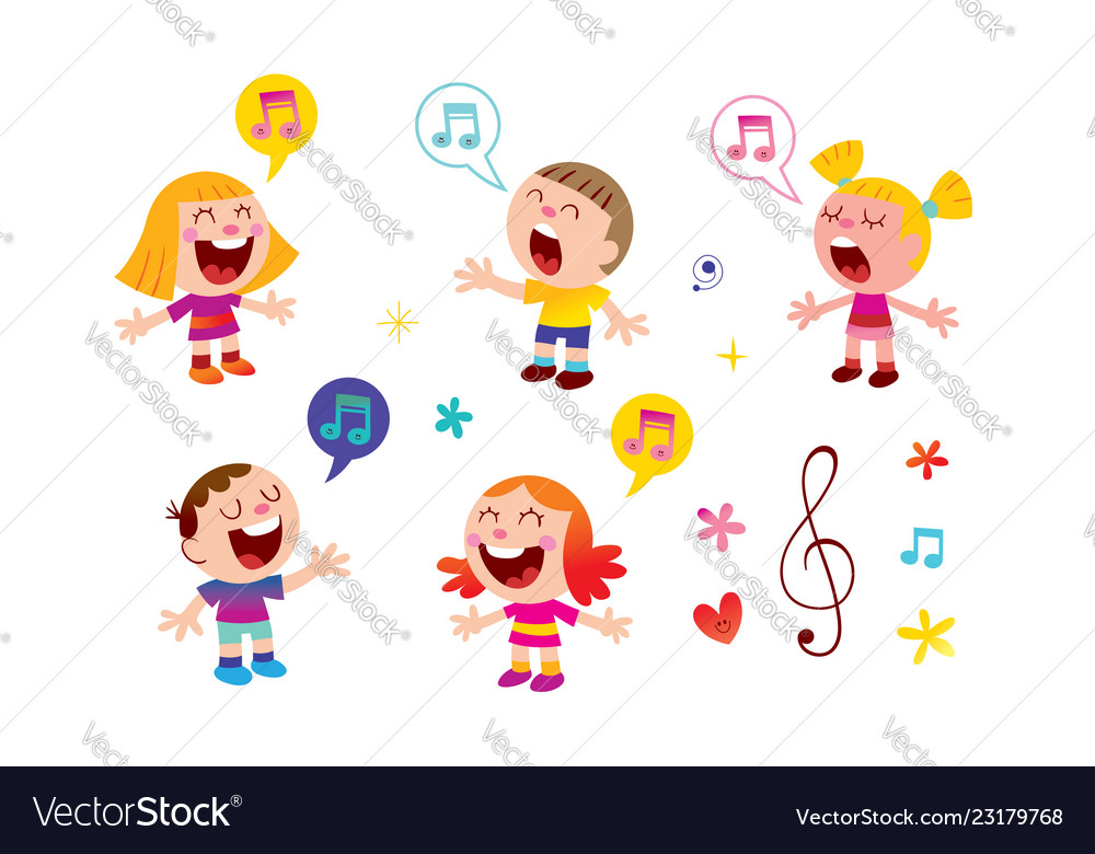 Group kids singing Royalty Free Vector Image - VectorStock