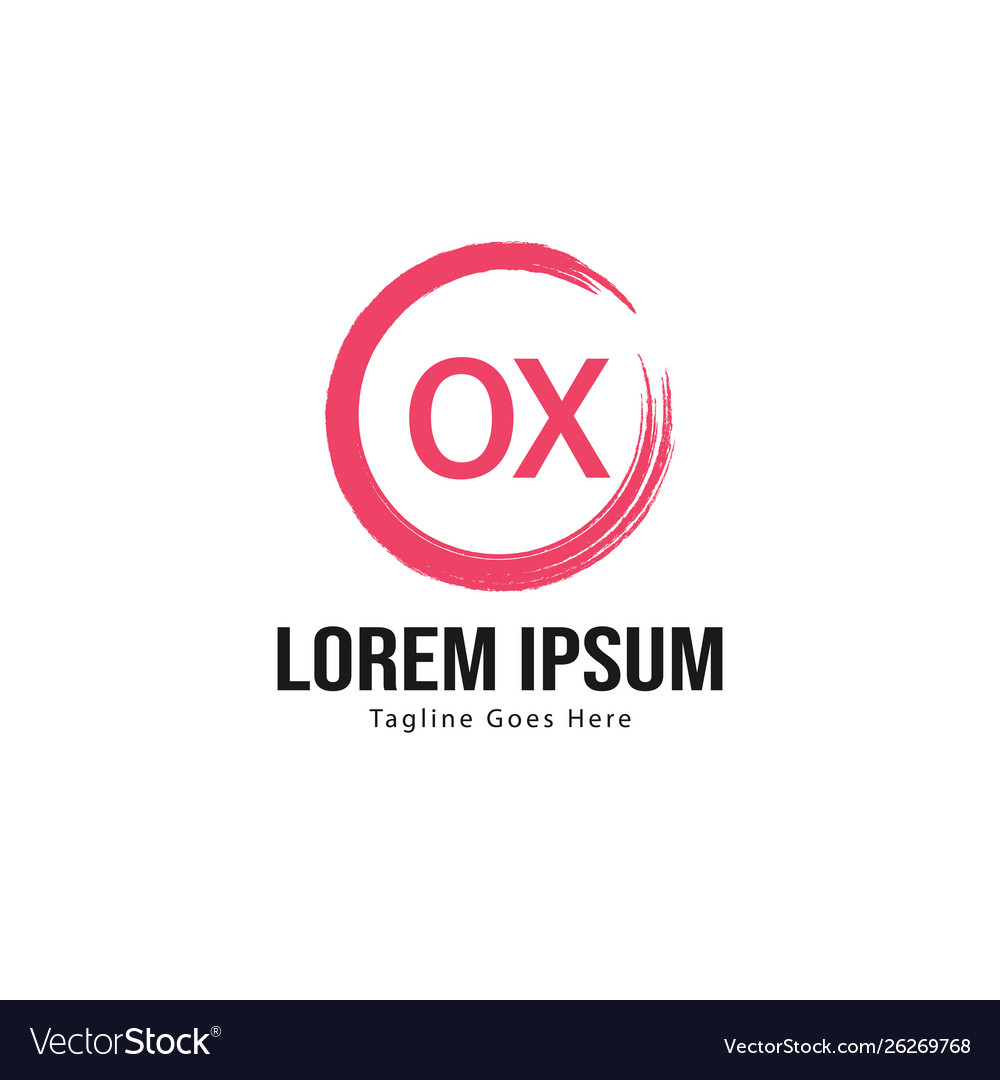 Initial ox logo template with modern frame