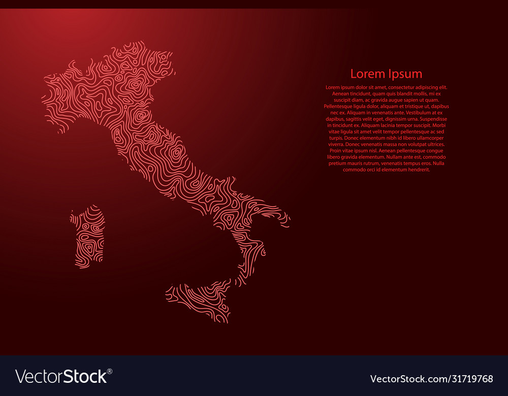 Italy map from red isolines or level line