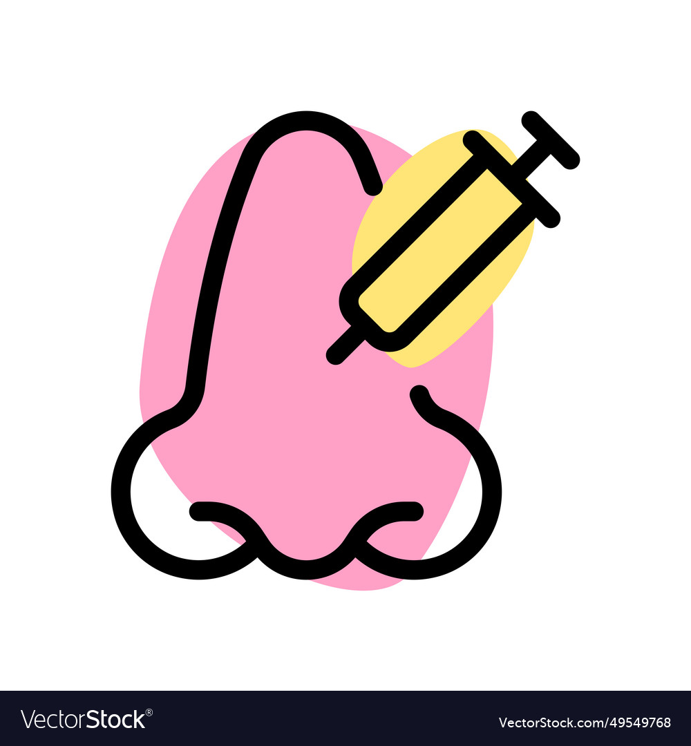 Local anesthesia injection short applied for nose Vector Image