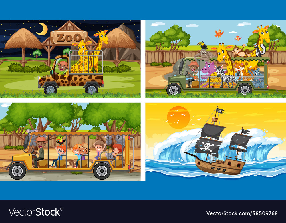 Set different scenes with pirate ship