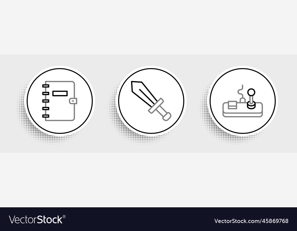 Set line gamepad spiral notebook and sword