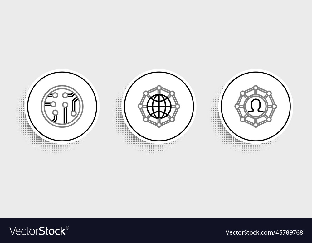 Set line project team base processor and global vector image Set line project team base processor and global