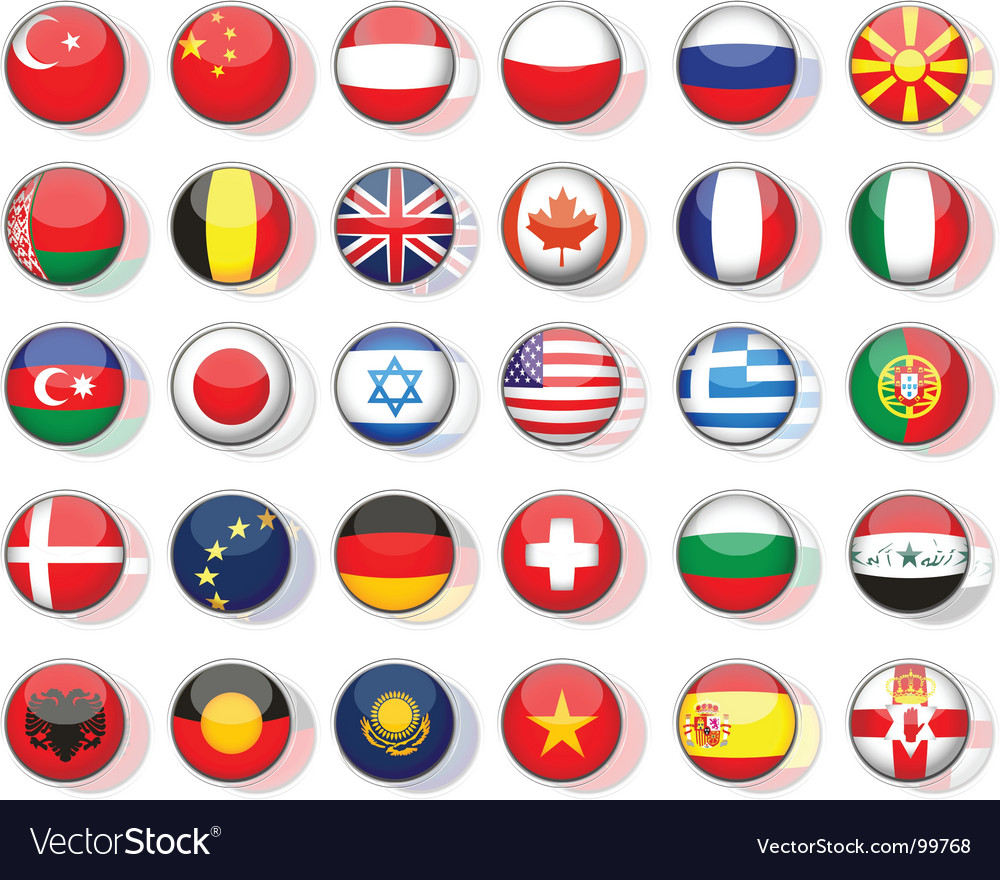 Set of flags glossy buttons