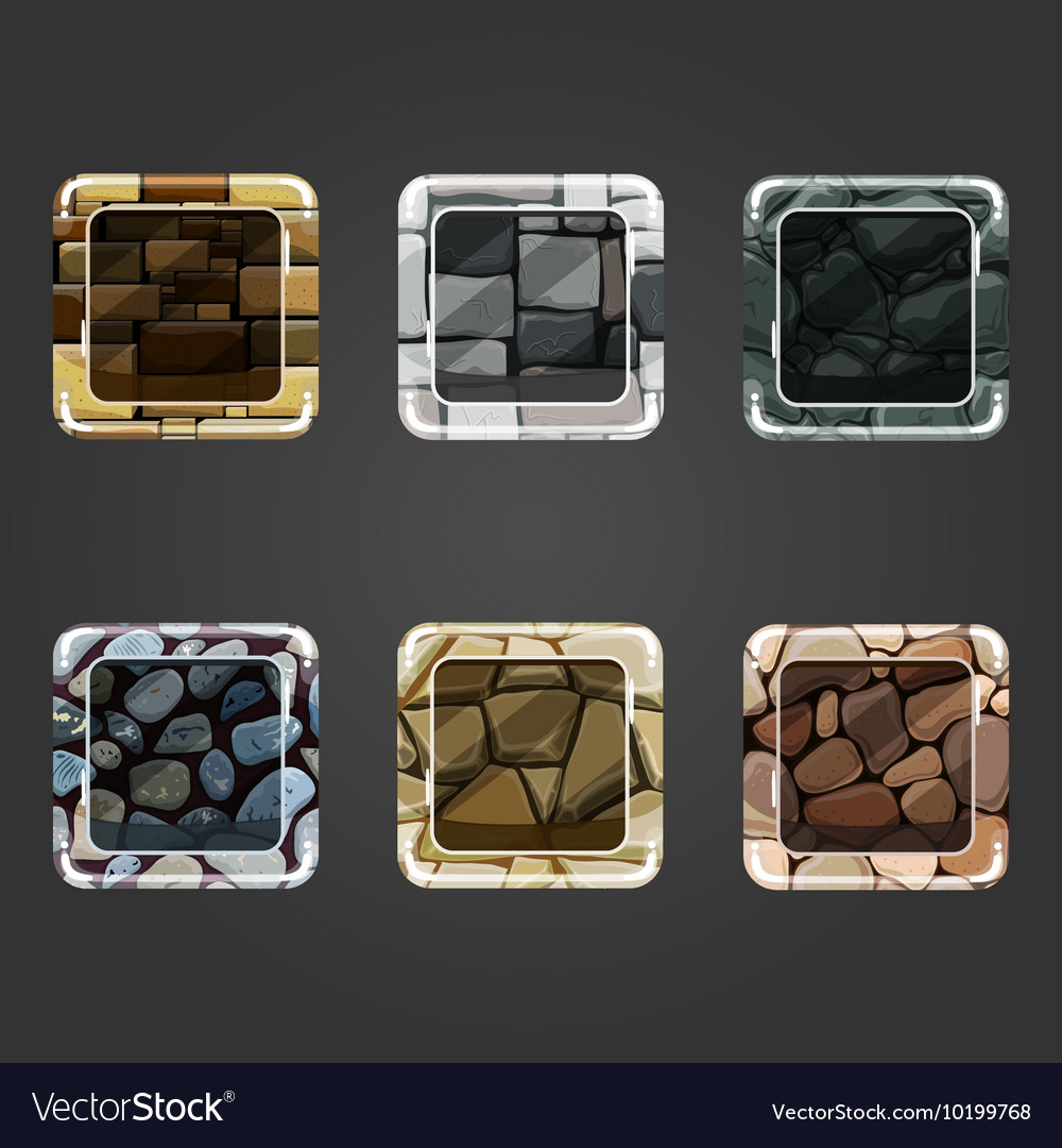 Set of shiny stone concave square button