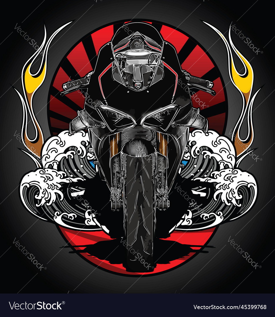 Superbike front view template Royalty Free Vector Image