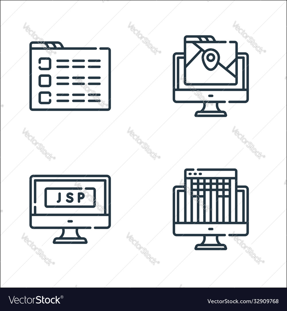 Web-Entwicklung Linie Icons lineare Set Qualität vector image Web-Entwicklung Linie Icons lineare Set Qualität