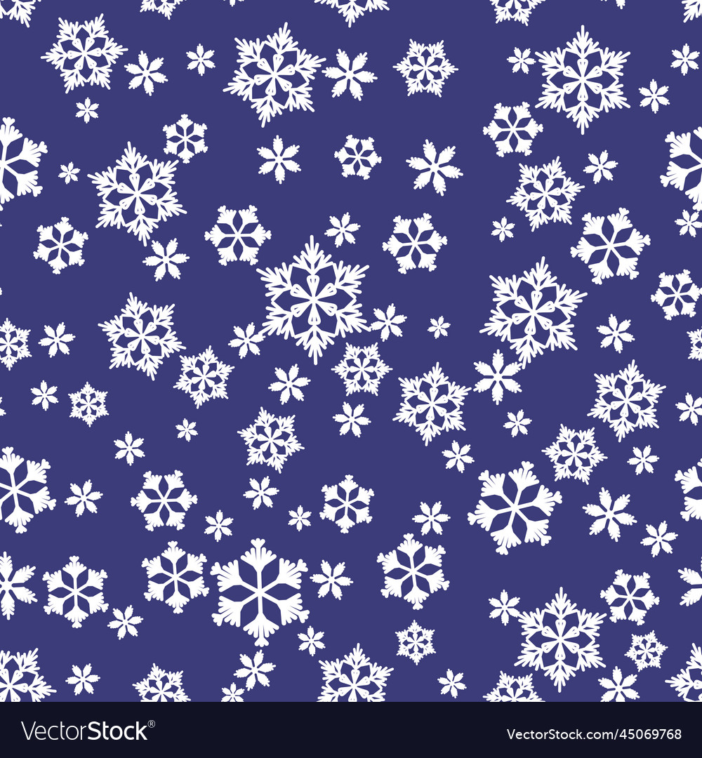 Winter seamless pattern with white snowflakes Vector Image