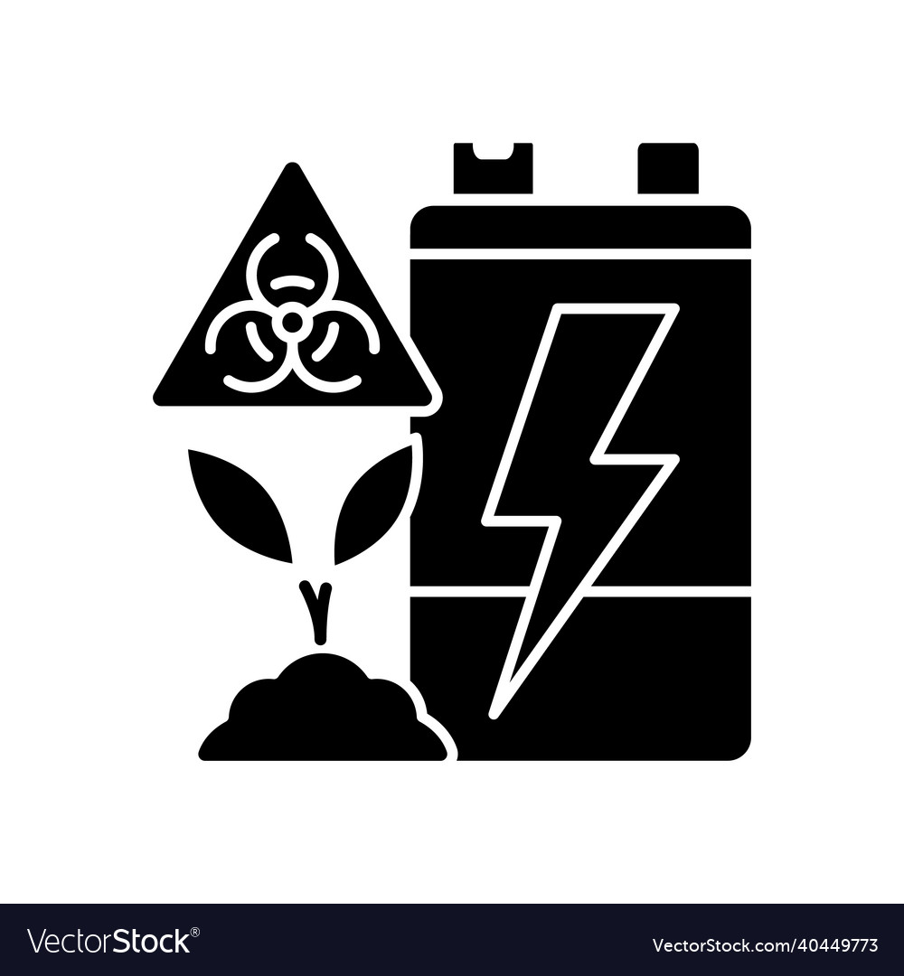 Battery soil contamination threat black glyph icon