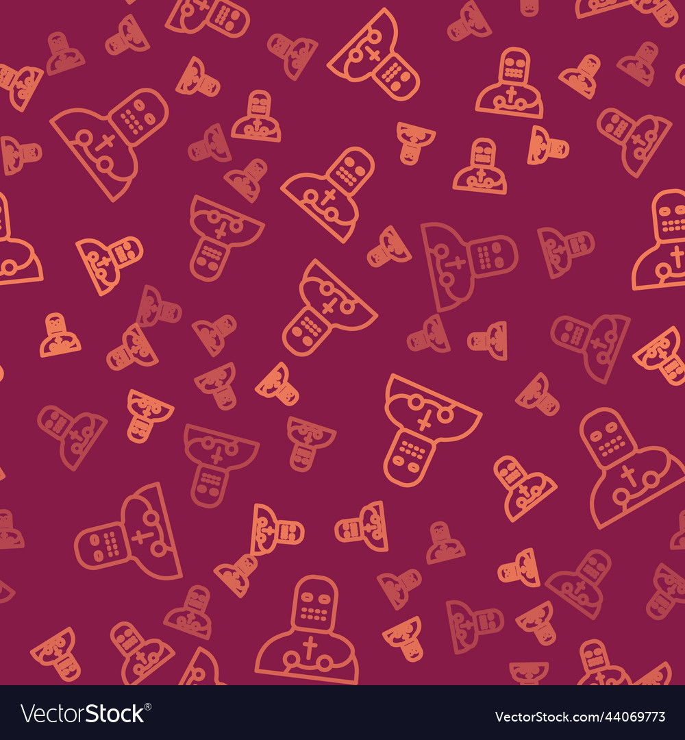 Brown line knight crusader icon isolated seamless
