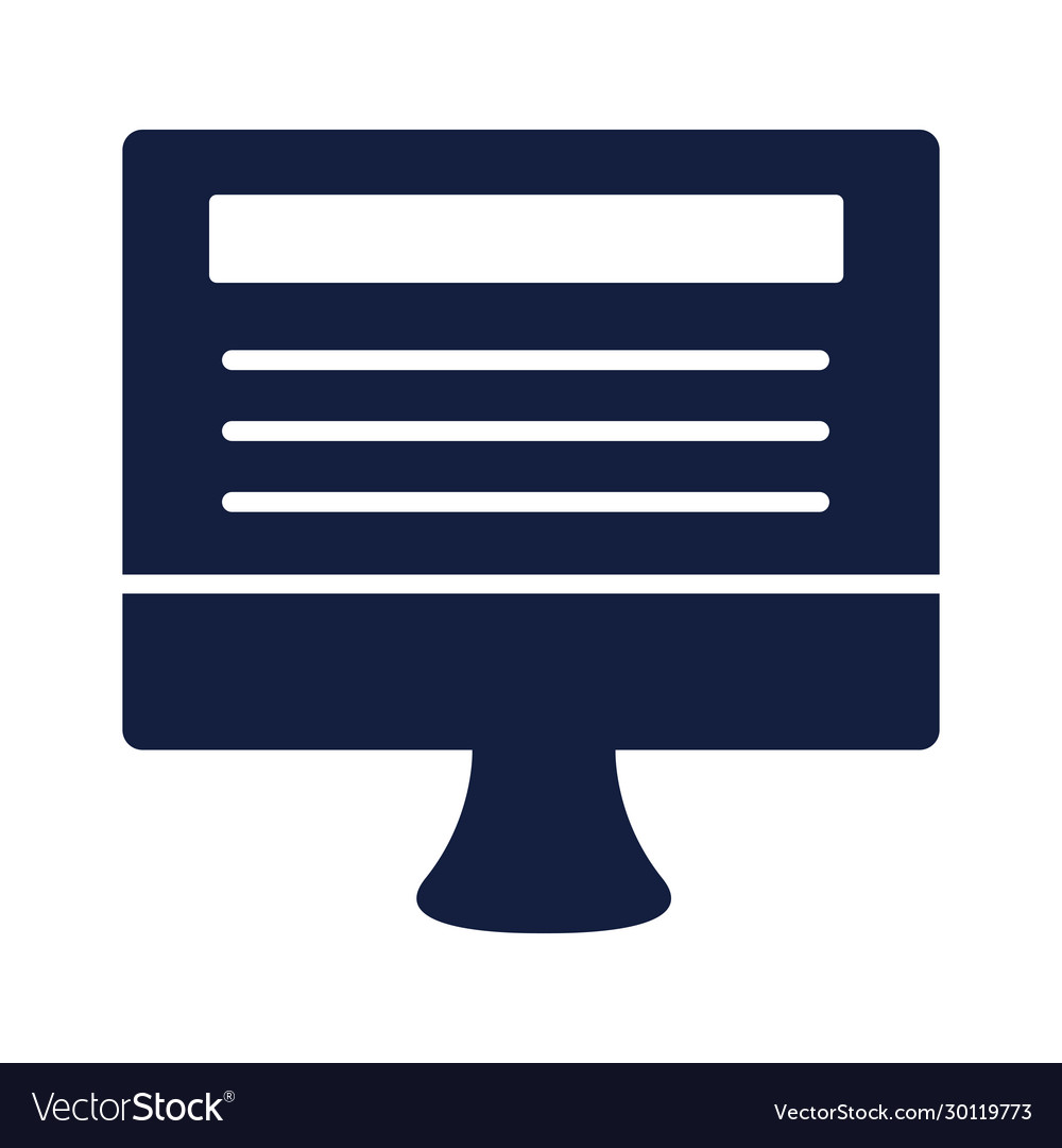 Computer display with template silhouette style Vector Image Computer display with template silhouette style