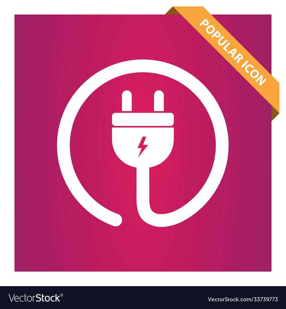 Electrial plug power cord icon for web and mobile