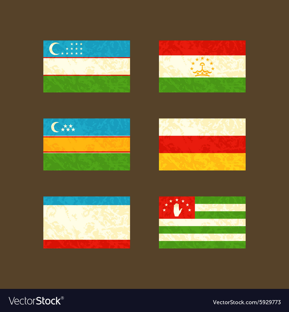 Flags of uzbekistan tajikistan karakalpakstan Vector Image