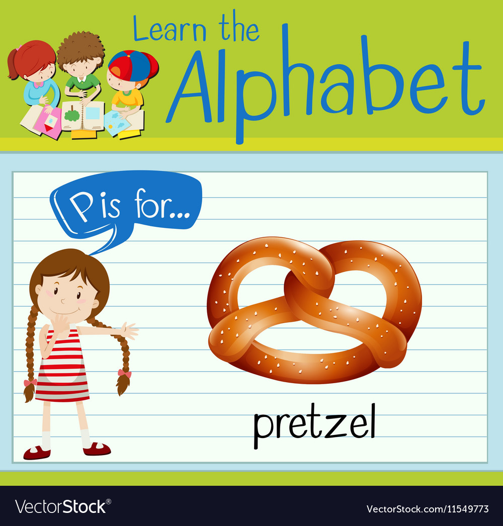 Flashcard alphabet p is for pretzel Royalty Free Vector