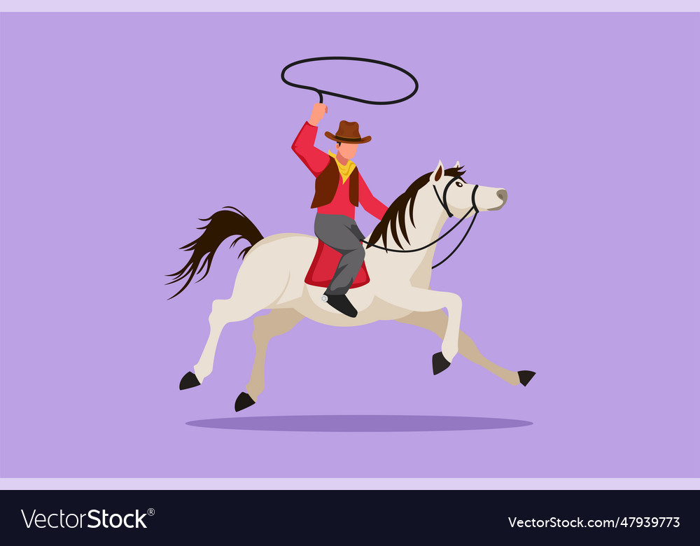 Graphic flat design drawing stylized cowboy