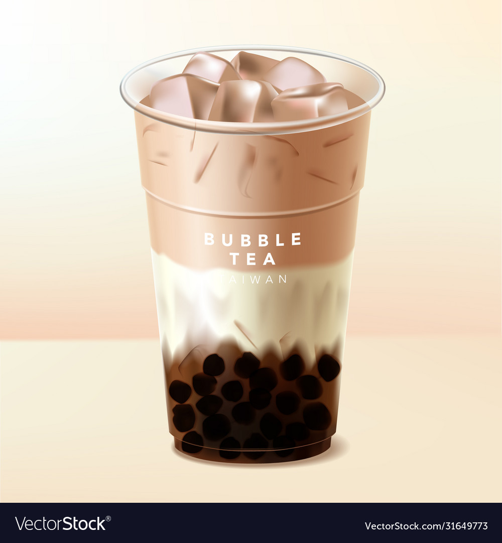 Iced Black Or Brown Sugar Taiwan Boba Bubbl Vector Image