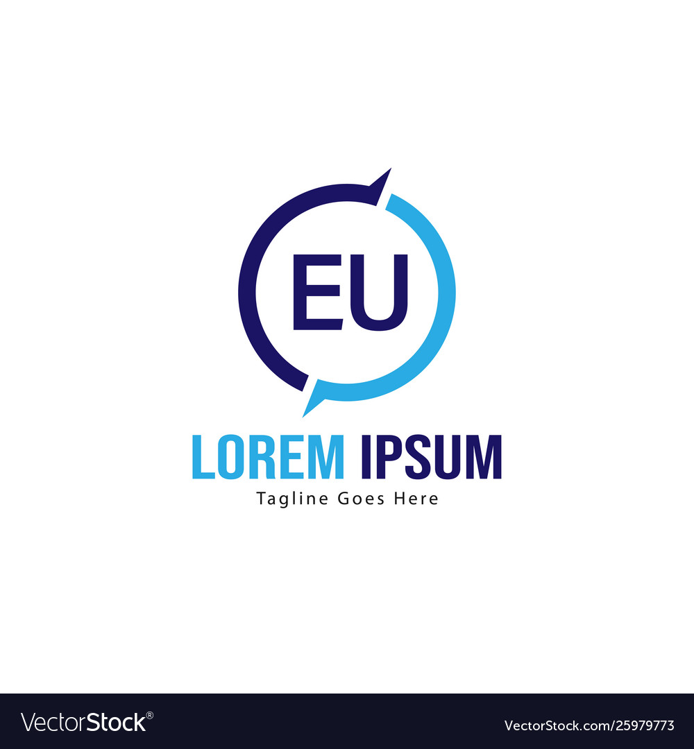 Initial eu logo template with modern frame vector image Initial eu logo template with modern frame