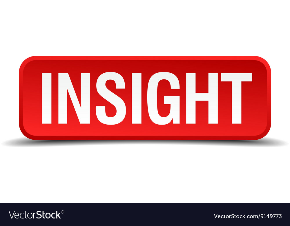 Insight red 3d square button on white background