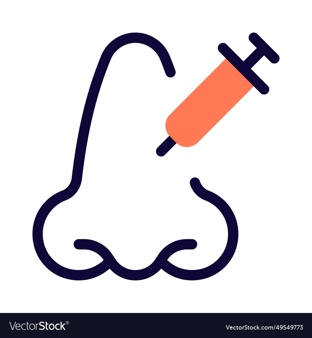 Local anesthesia injection short applied for nose Vector Image