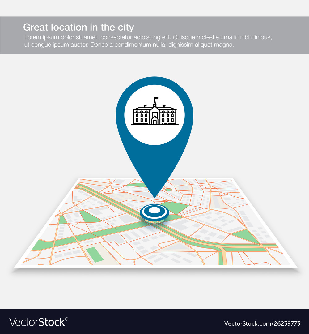 Location map school on city map Royalty Free Vector Image