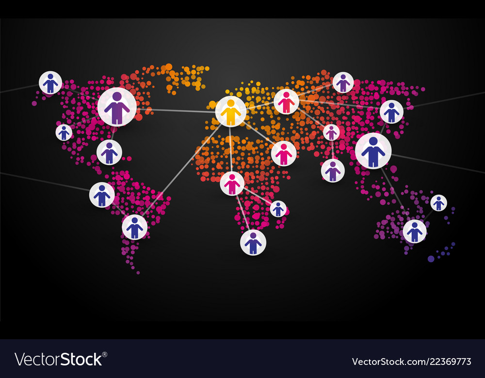 People symbol connection on a beautiful map