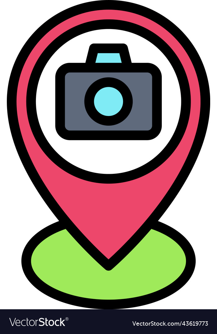 Pin with camera sign icon location map