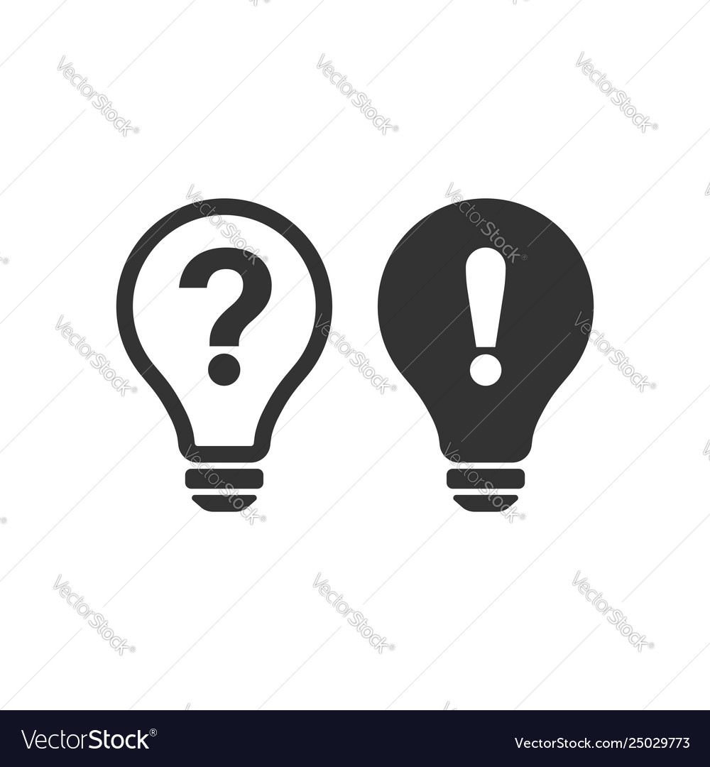 Problem solution icon in flat style light bulb vector image Problem solution icon in flat style light bulb