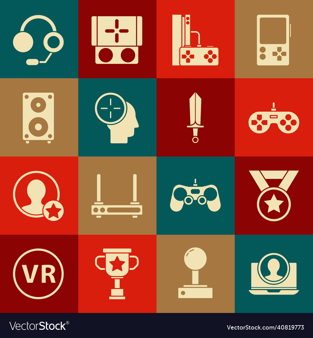 Set create account screen medal gamepad console vector image Set create account screen medal gamepad console
