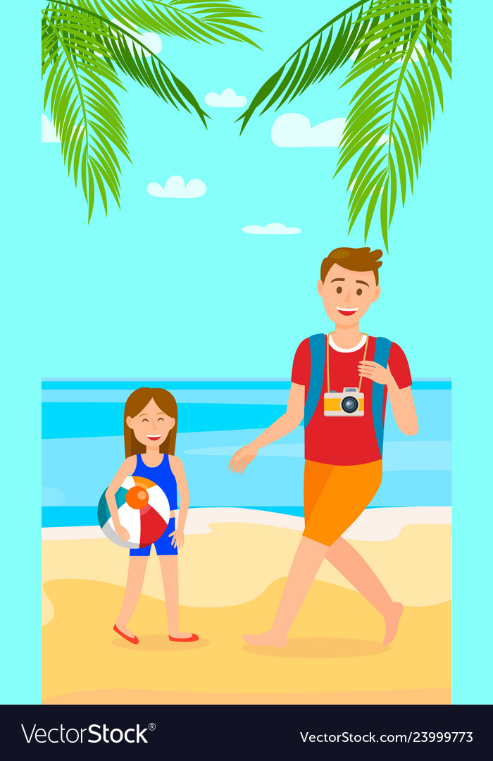 Summer vacation on sea resort vertical flat flyer Vector Image