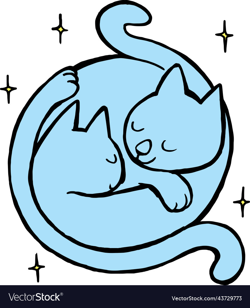 two cats curled up in an embrace - Two Cats - Pin