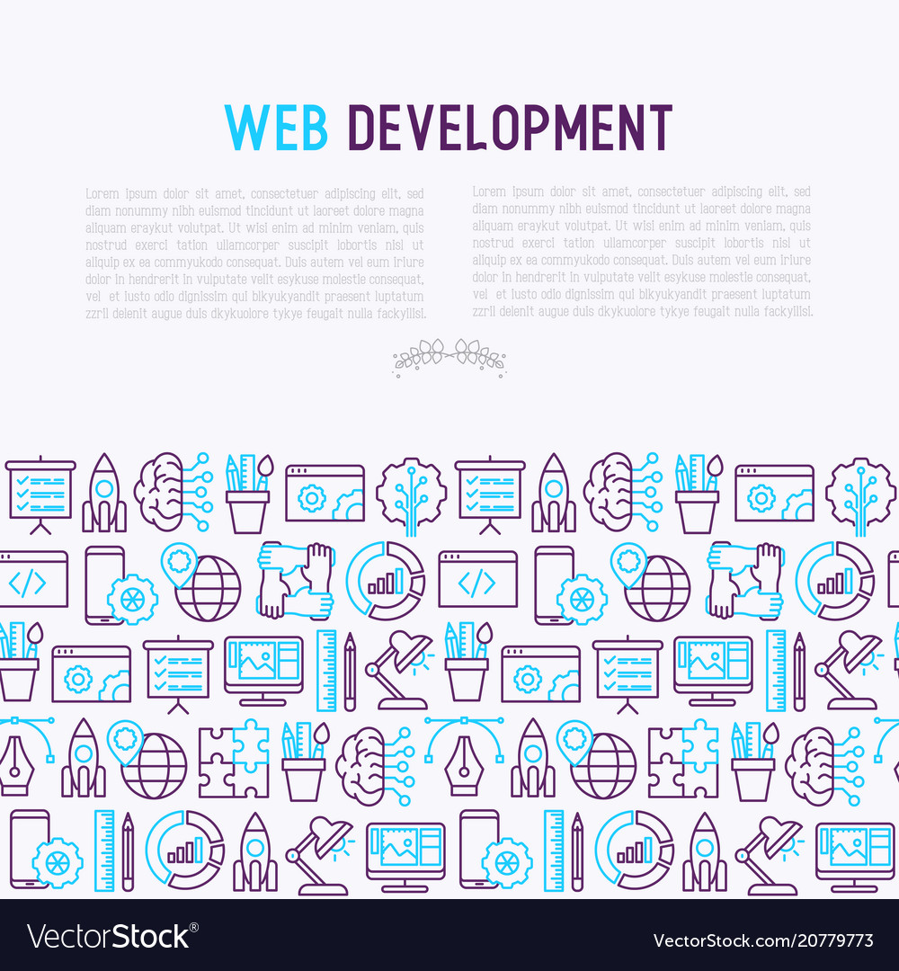 Web development concept with thin line icons