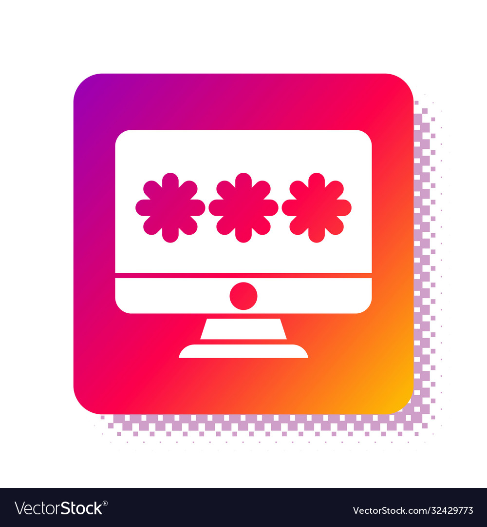 White monitor with password notification icon Vector Image White monitor with password notification icon