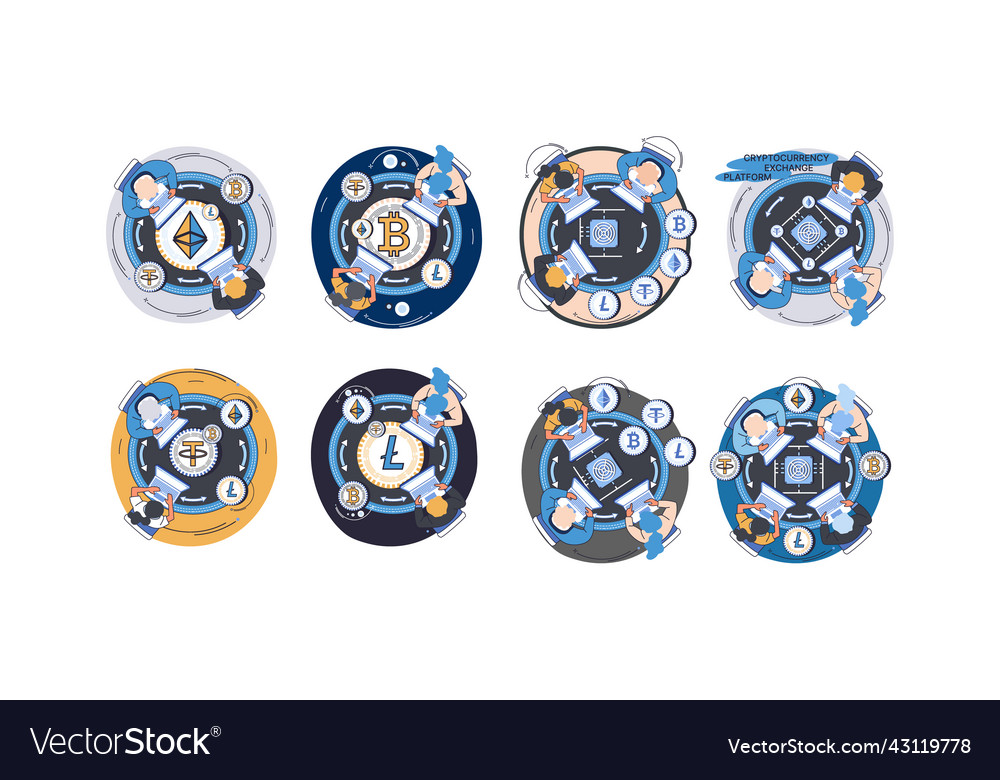 Cryptocurrency exchange platform and blockchain vector image Cryptocurrency exchange platform and blockchain
