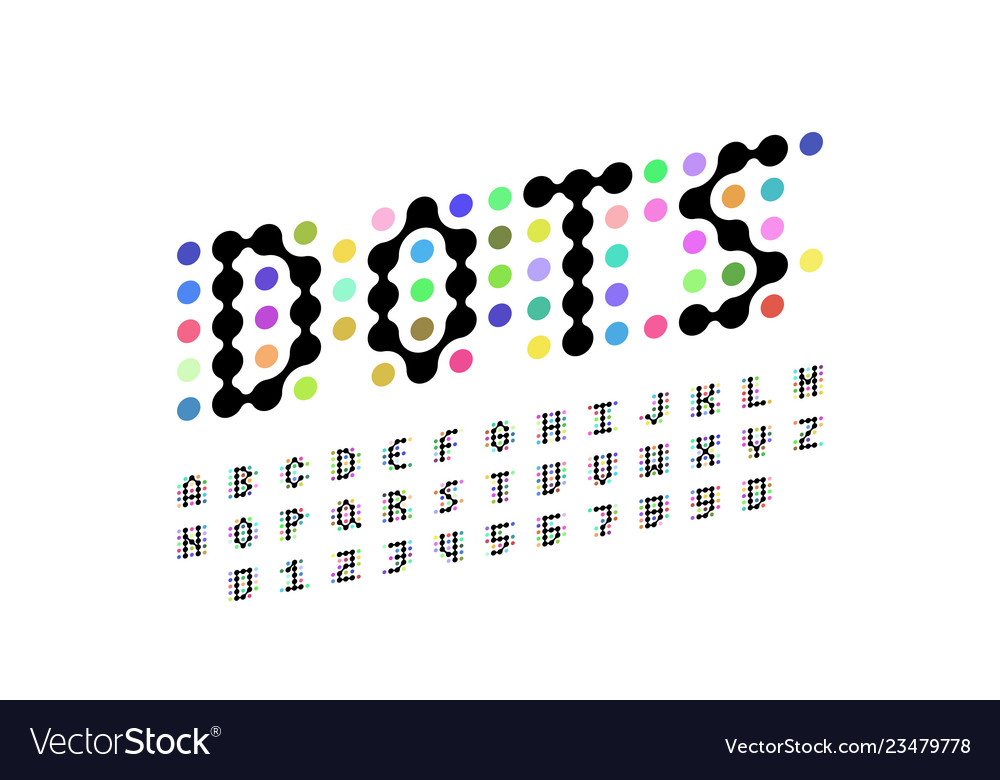 Dots Style Font Design Alphabet Letters And Vector Image